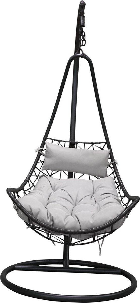 Vide Hangende Tuinstoelgrijs. - Zwart
