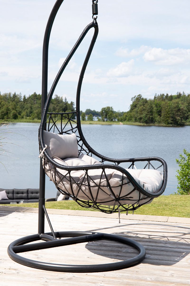Vide Hangende Tuinstoelgrijs. - Zwart