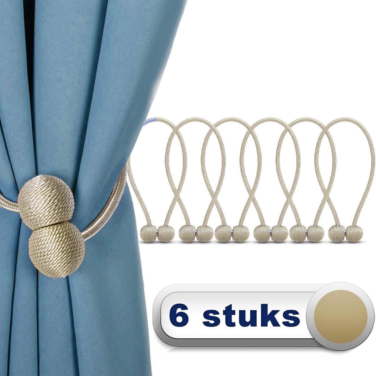 Awemoz Luxe Gordijn Embrasse - 6 Stuks - Gordijnhouders - Embrasses Voor Gordijnen - Gordijn Embrasse Haak - - Beige