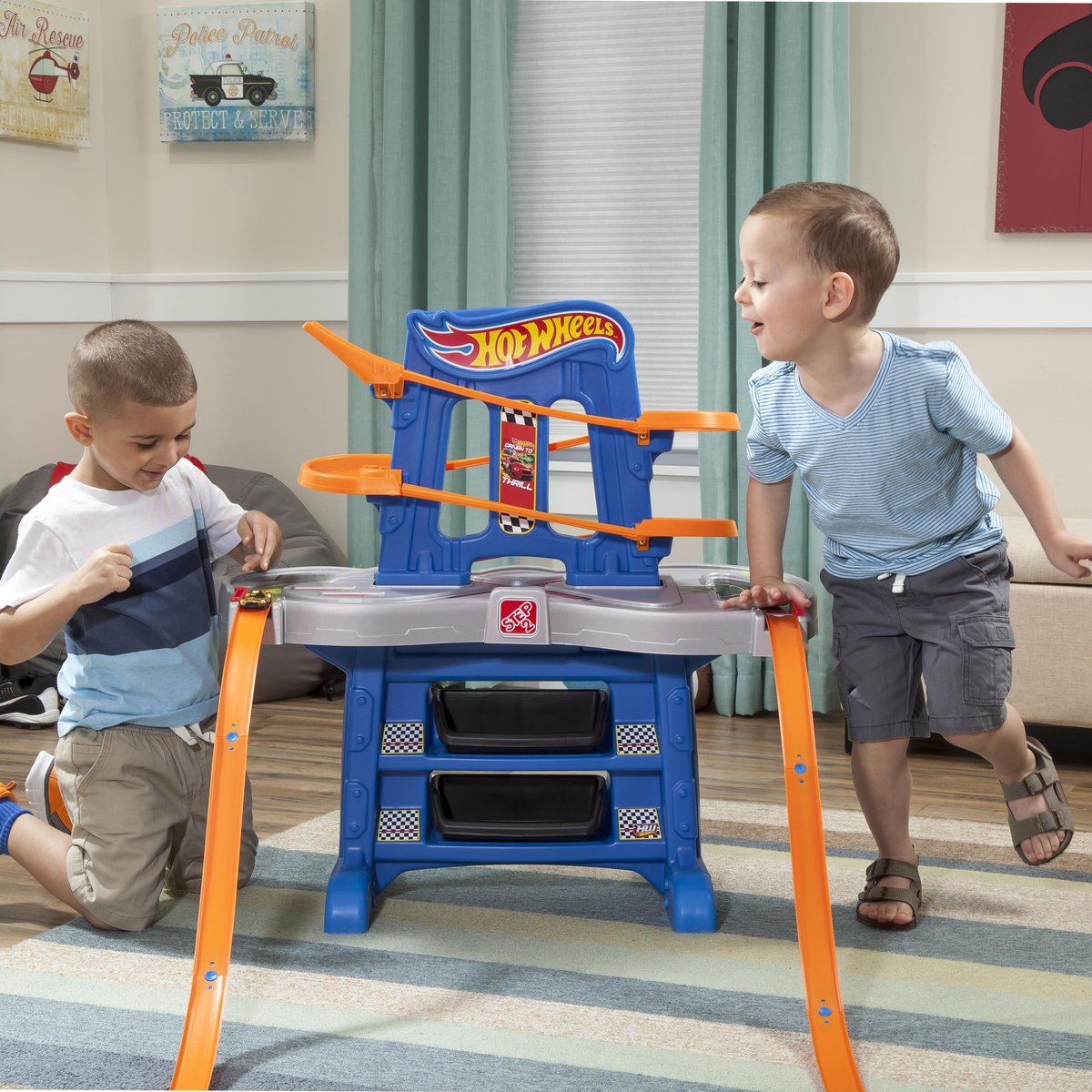 Step2 Hot Wheels Road Rally Speeltafel Van Kunststof 2.4 Meter Racebaan Voor Kinderen Vanaf 4 Jaar - Blauw