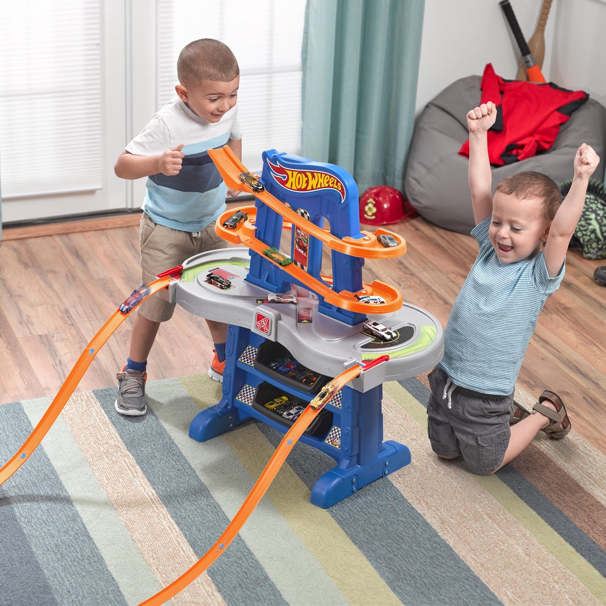 Step2 Hot Wheels Road Rally Speeltafel Van Kunststof 2.4 Meter Racebaan Voor Kinderen Vanaf 4 Jaar - Blauw