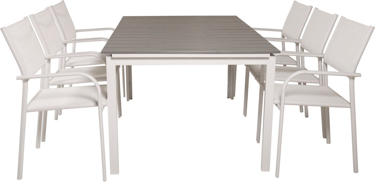 Levels Tuinmeubelset Tafel 100x160/240cm En 6 Stoel Santorini,. - Grijs