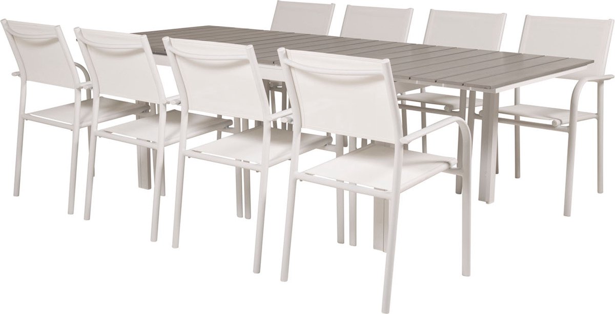 Levels Tuinmeubelset Tafel 100x160/240cm En 8 Stoel Santorini,. - Grijs