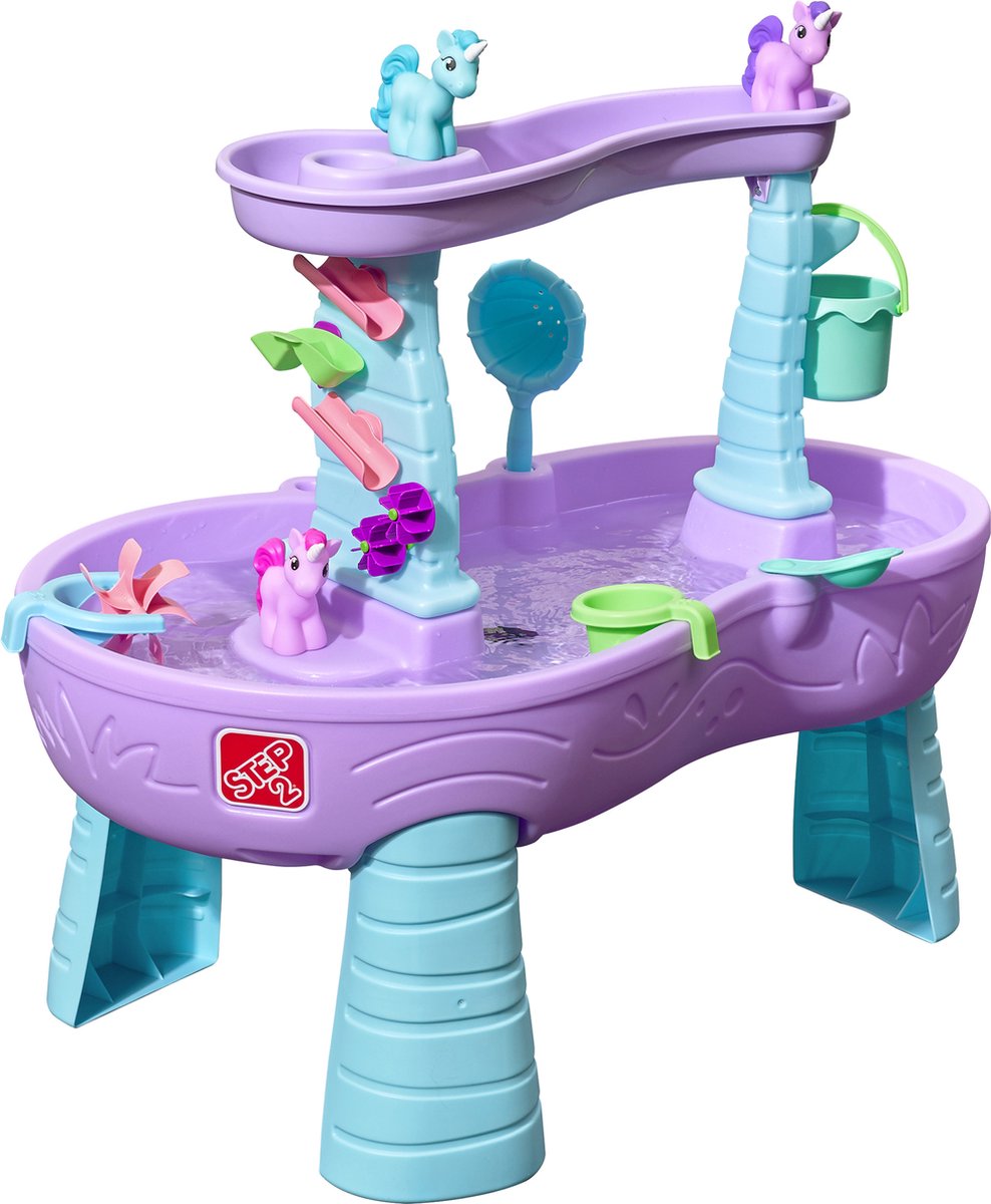 Step2 Watertafel Rain Shower Splash Unicorns / Eenhoorns Met 13-delig Accessoireset Waterspeelgoed Voor Kind - Blauw