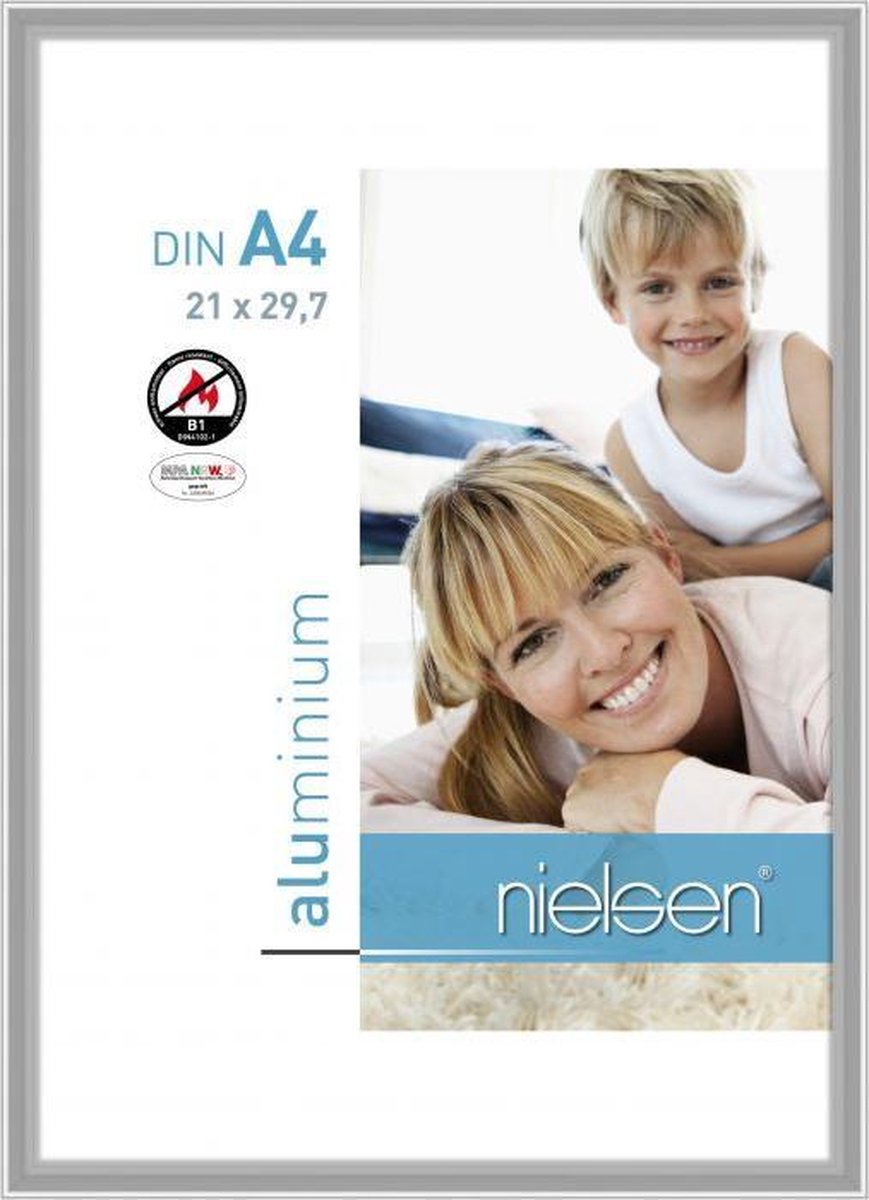 Fotolijst Poster Frame A4 Brandvertragende Vlamvertragende Wissellijst Zilver Aluminium B1 Certificering Din 4102 - 1