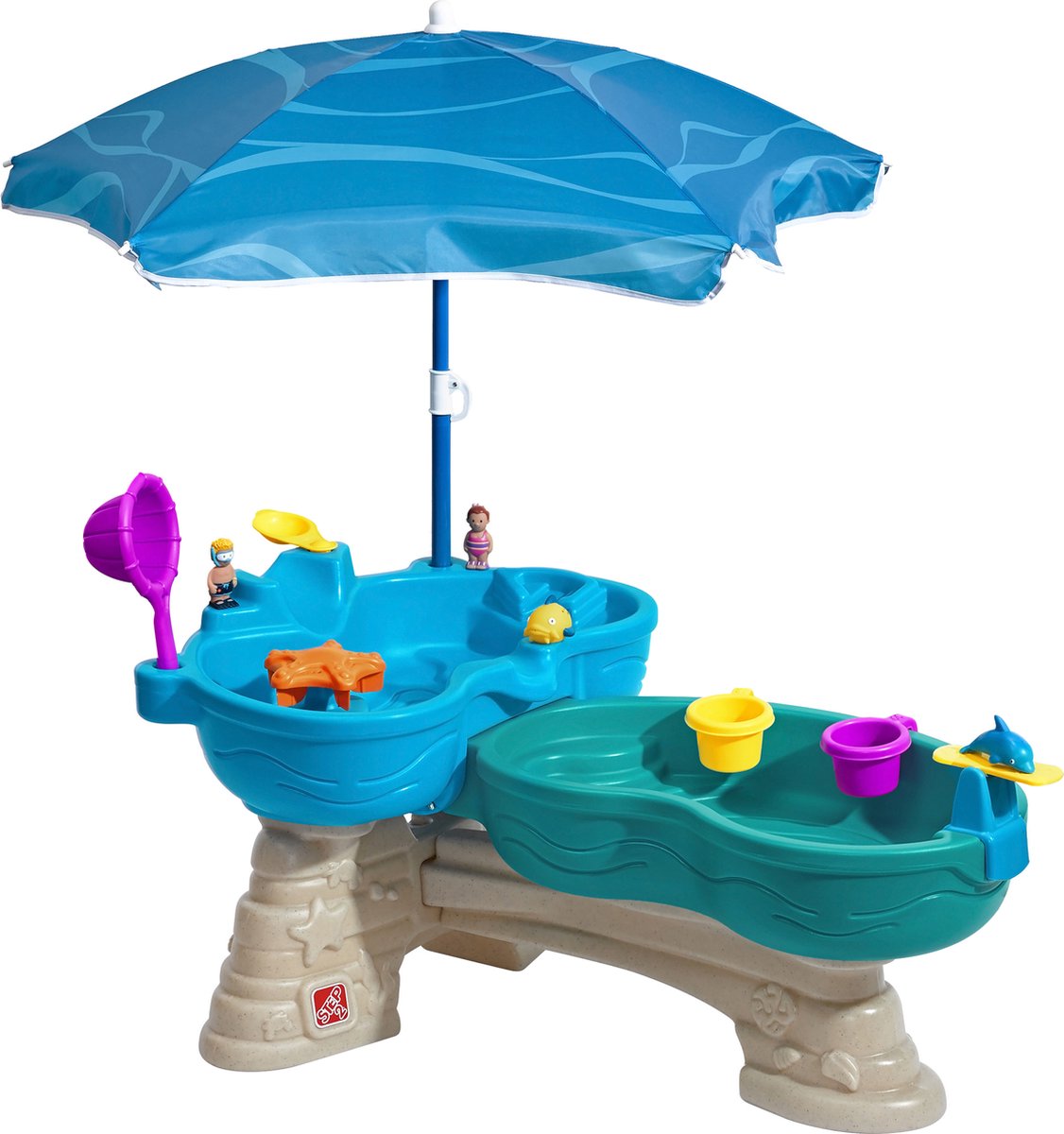 Step2 Watertafel Spill And Splash Met 11 Accessoires En Parasol Waterspeelgoed Voor Kind - Blauw