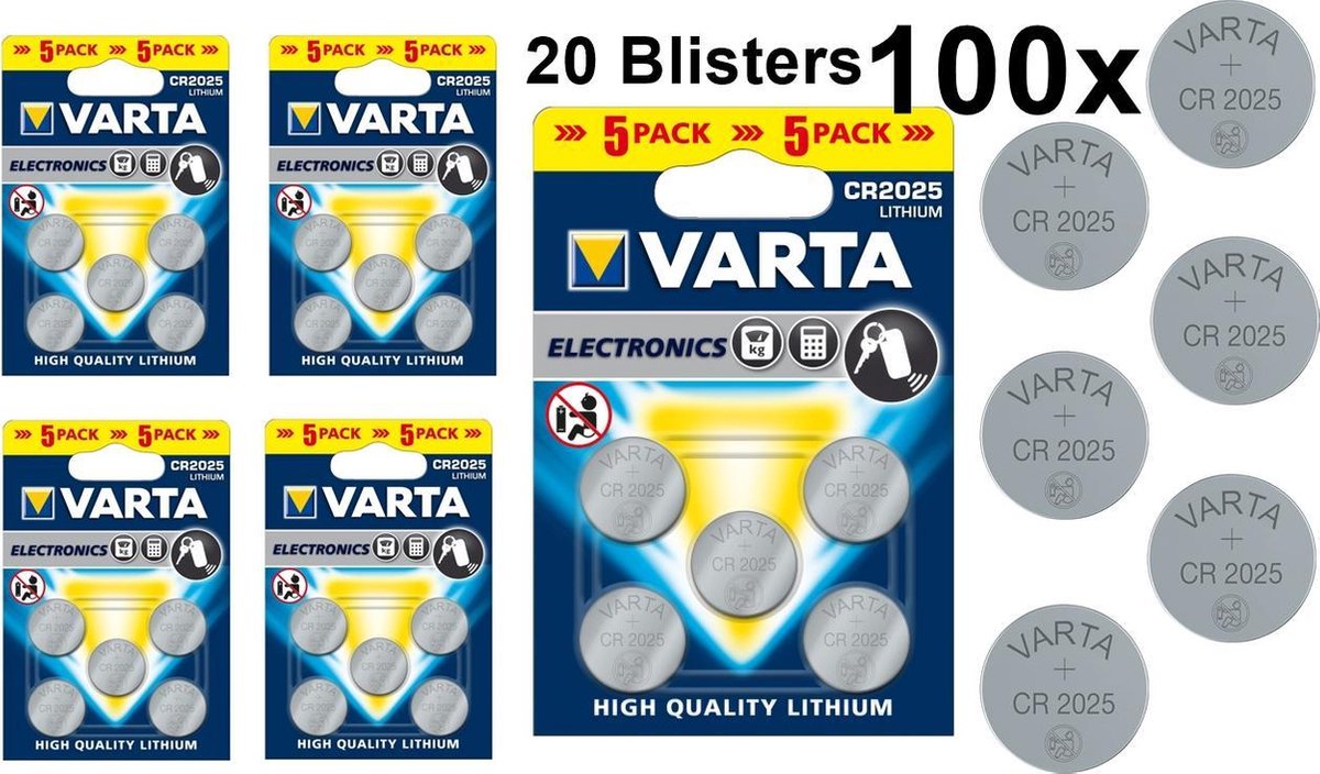 Varta Cr2025 3v Lithium Knoopcel Batterij 20 Blisters