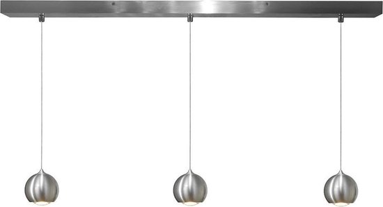 Lamponline Hanglamp Denver 3 Lichts Ø 10 Cm L 100 Cm Mat Chroom - Silver