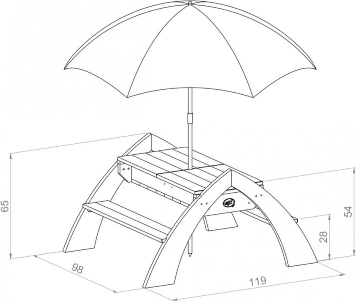 axi Delta Picknicktafel / Zandtafel / Watertafel Voor Kinderen Met Parasol Multifunctionele Picknick Tafel Van Hout In