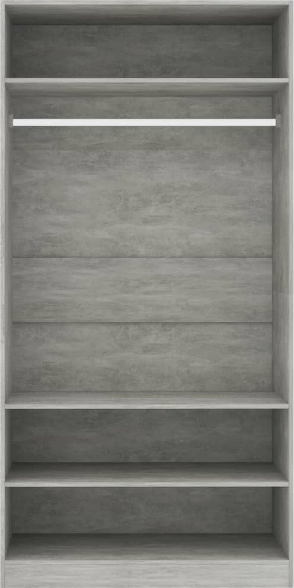 Vidaxl Kledingkast 100x50x200 Cm Spaanplaat Beton - Grijs
