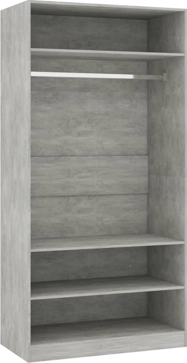 Vidaxl Kledingkast 100x50x200 Cm Spaanplaat Beton - Grijs
