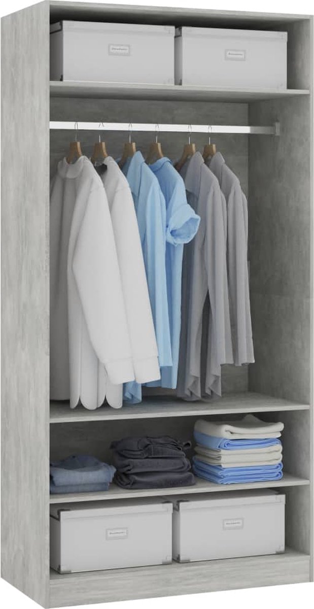 Vidaxl Kledingkast 100x50x200 Cm Spaanplaat Beton - Grijs