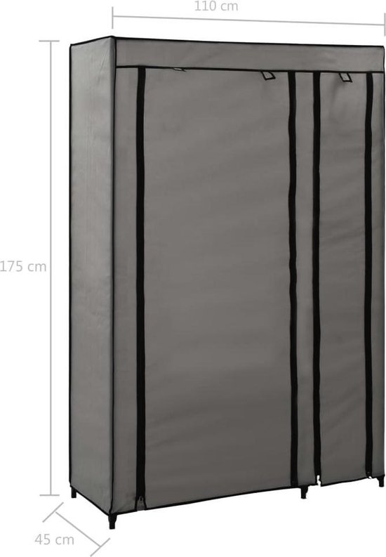 Vidaxl Kledingkasten Opvouwbaar 2 St 110x45x175 Cm Stof - Grijs