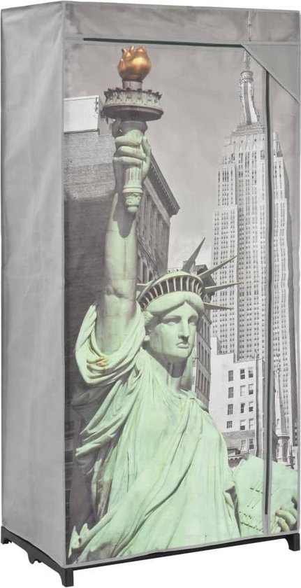 Vidaxl Kledingkast New York 75x45x160 Cm Stof - Gris