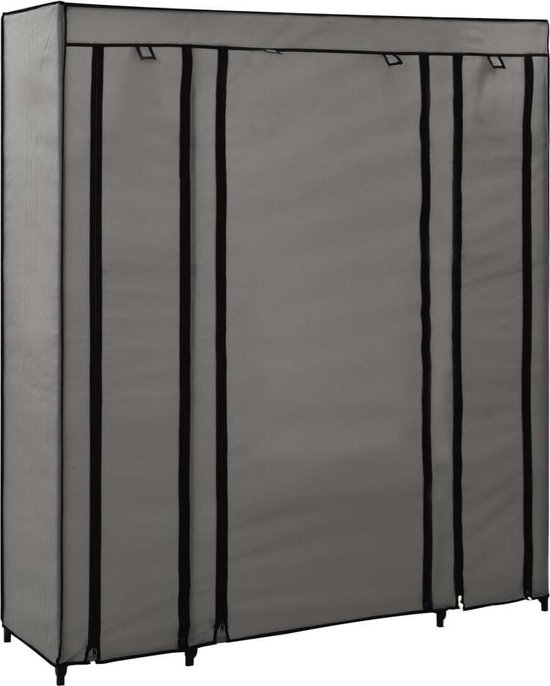 Vidaxl Kledingkast Met Vakken En Stangen 150x45x176 Cm Stof - Grijs