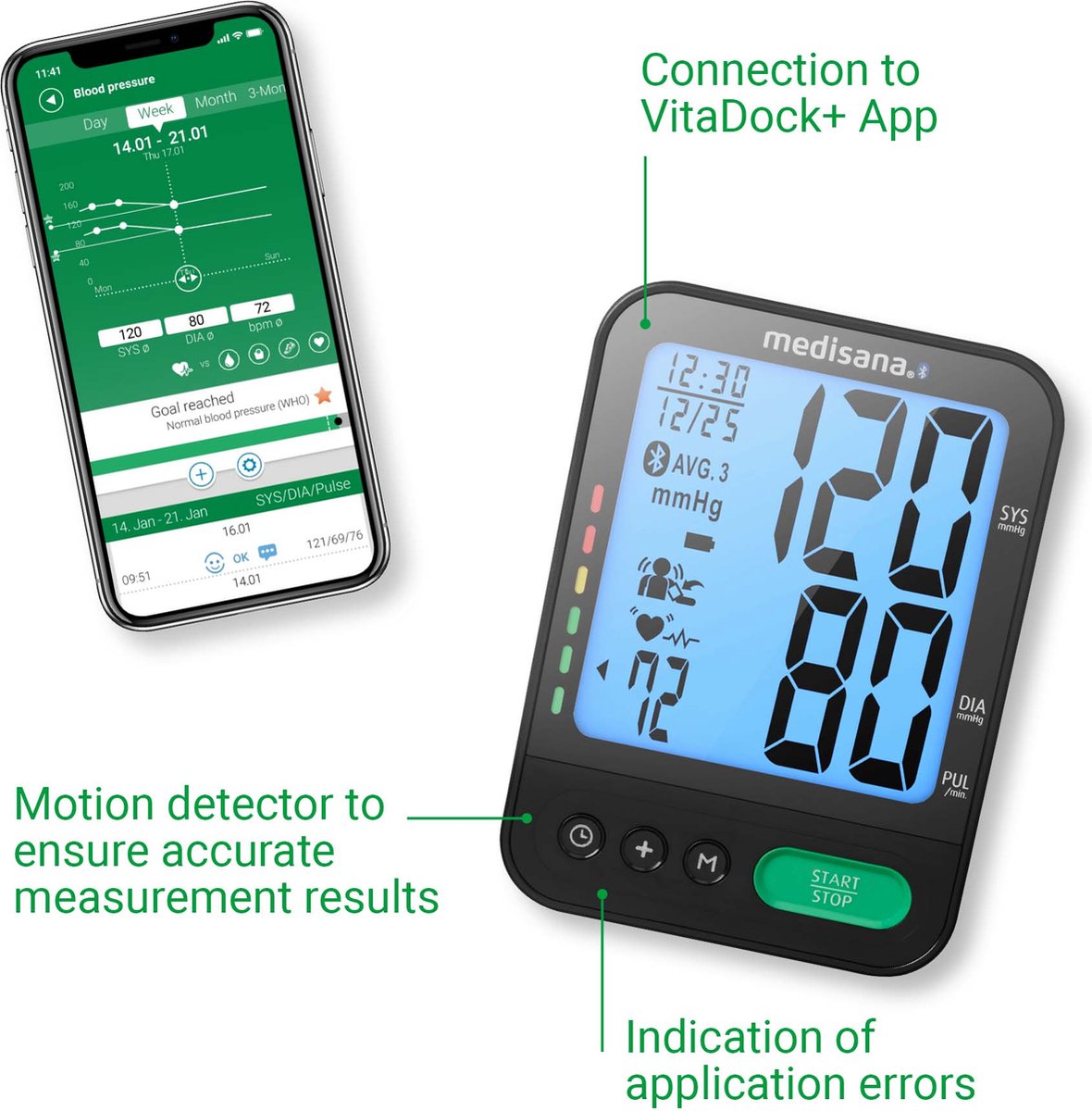 Medisana bovenarm bloeddrukmeter BU 580 connect - Zwart