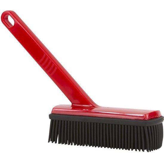 Rubberen Bezem Met Telescoopsteel En Kledingborstel Rubber Met Handgreep 30 Cm - Schoonmaakspullen / Huishoudartikelen - Rood