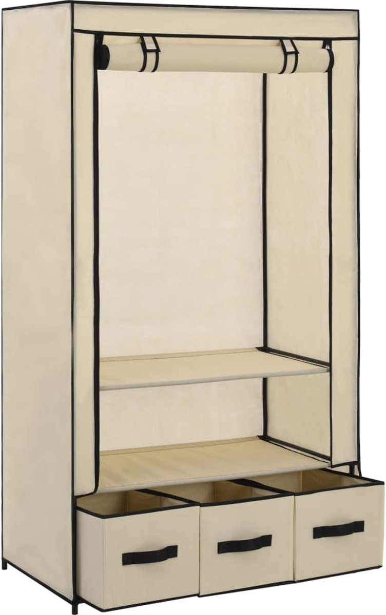 Vidaxl Kledingkast 87x49x159 Cm Stof Crème