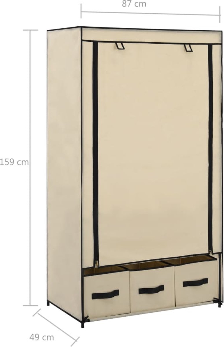 Vidaxl Kledingkast 87x49x159 Cm Stof Crème