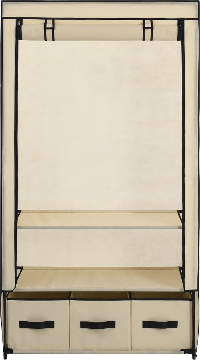Vidaxl Kledingkast 87x49x159 Cm Stof Crème