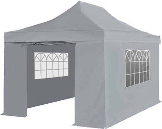 Lizzely Garden & Living Easy Up 3x4,5m 30mm (Aluminium Buizen) Semi Prof Partytent - Grijs