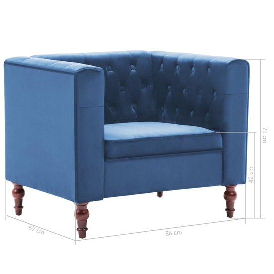 Vidaxl Fauteuil Fluweel - Blauw
