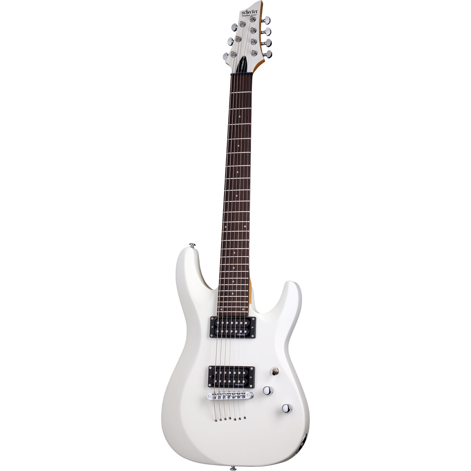 Schecter C-7 Deluxe Satin White 7-snarige elektrische gitaar