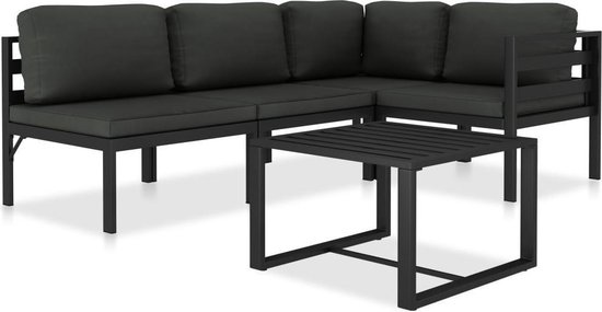 Vidaxl 5-delige Loungeset Met Kussens Aluminium Antraciet - Grijs