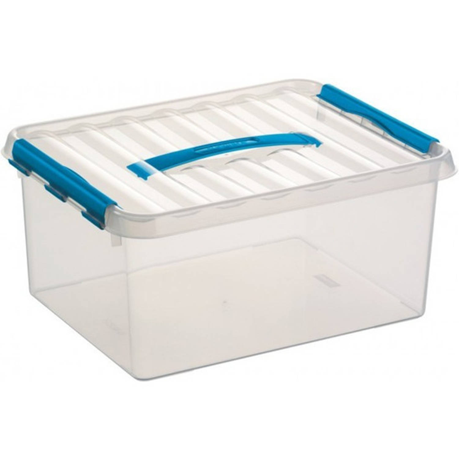 Sunware 3x Opberg Box/opbergdoos 15 Liter 40 Cm Transparant/blauw - A4 Formaat Opslagbox - Opbergbak Kunststof - Silver