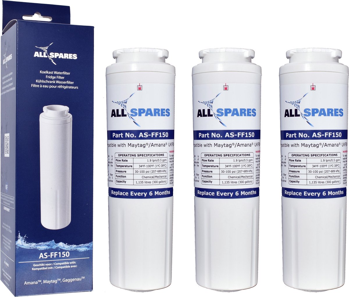 AllSpares Amana/whirlpool Waterfilter Koelkast (3st.) Ukf8001