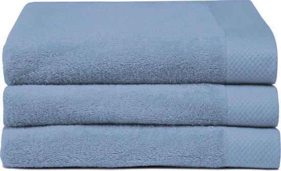 Seahorse Pure Badtextiel - 100% Katoen - Handdoek (60x110 Cm) - Set Van 3 - Denim - Blauw