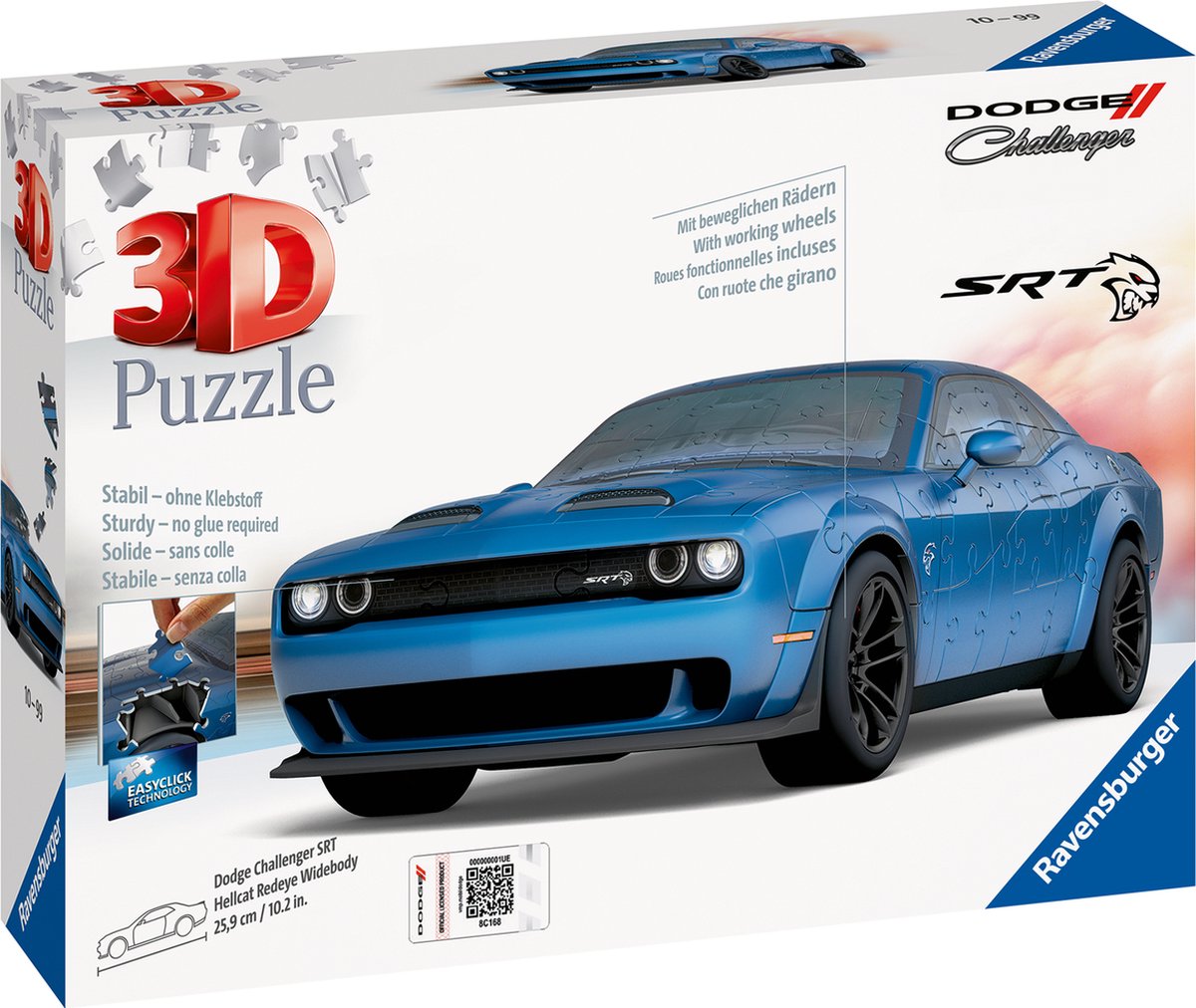 Ravensburger Puzzel 3d Dodge Challenger Hellcat - Blauw