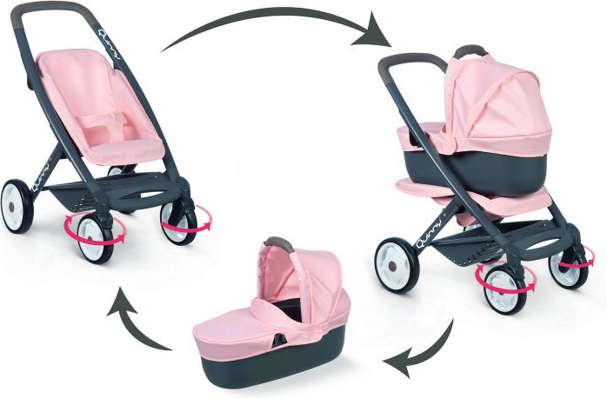 Smoby Poppenwagen Quinny 3 In 1 Licht - Roze