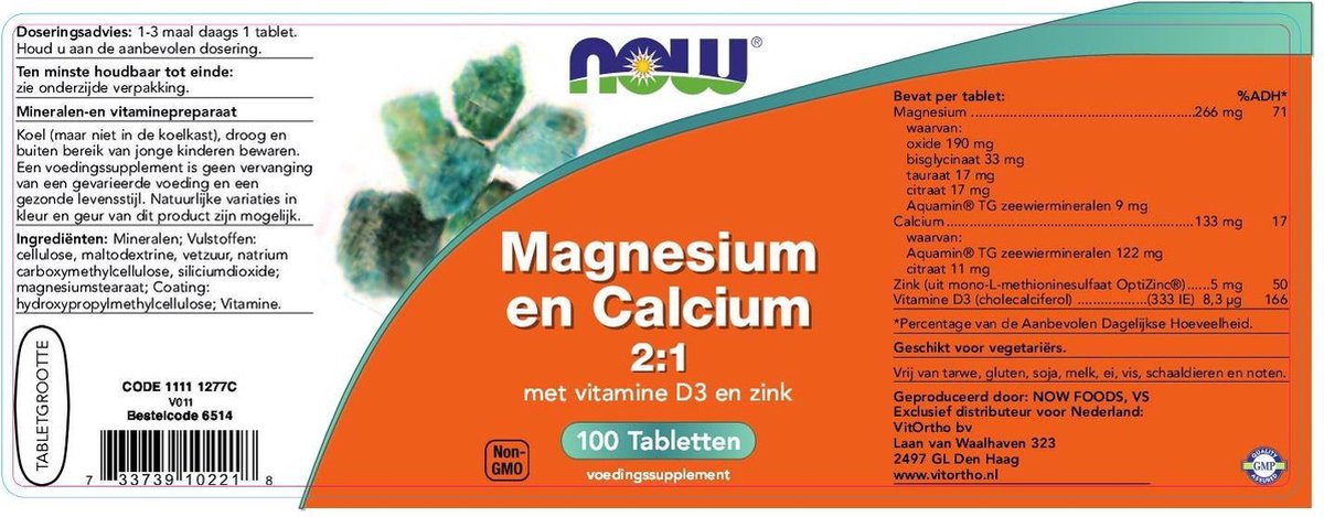 Now Magnesium & Calcium 2:1 Tabletten