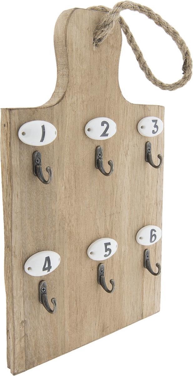 Clayre & Eef Sleutelrek 21*4*45 Hout / Metaal - Bruin