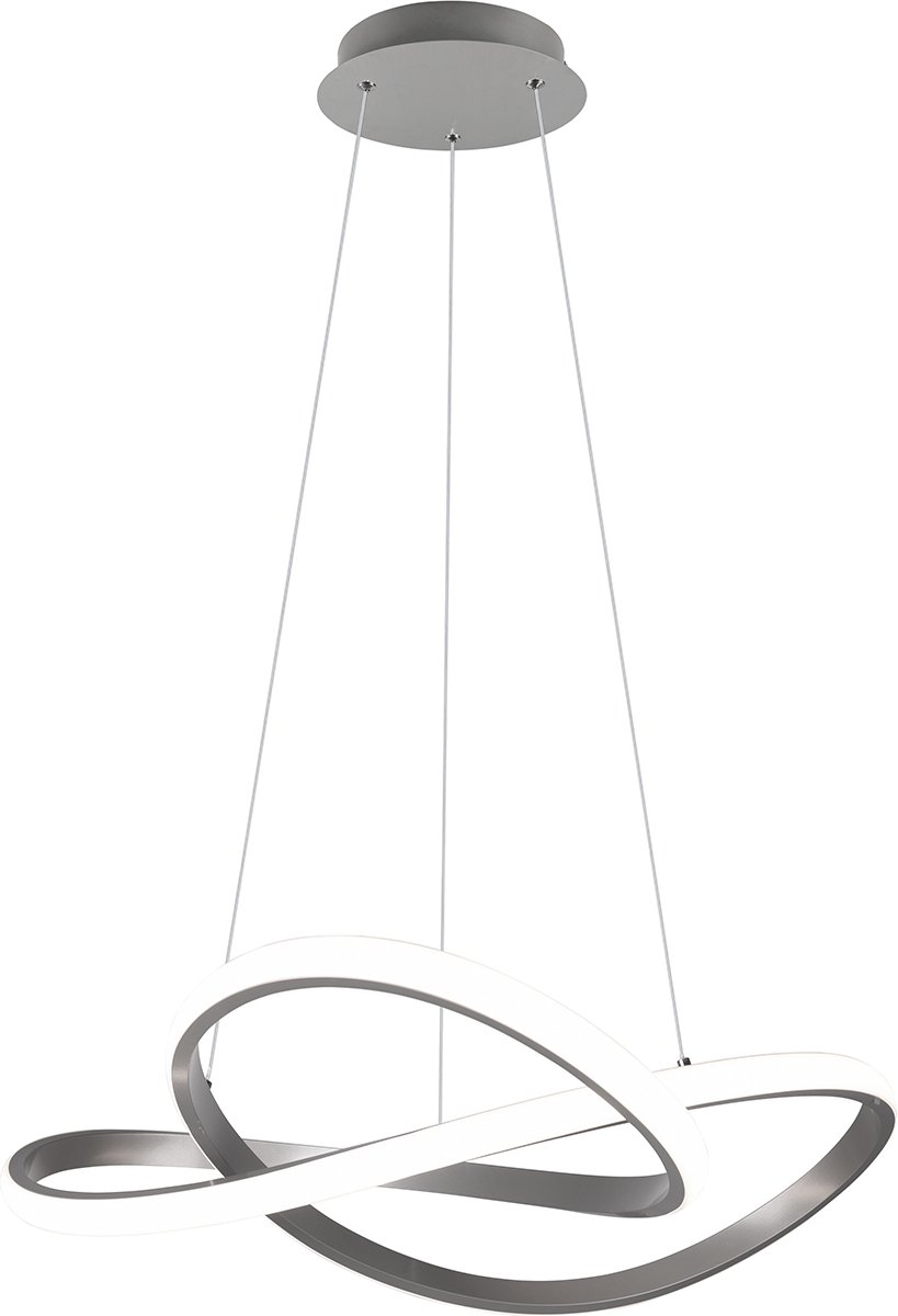 BES LED Led Hanglamp - Hangverlichting - Trion Corcy - 27.5w - Natuurlijk 4000k - Dimbaar - Rond - Mat Nikkel - Aluminium - Wit