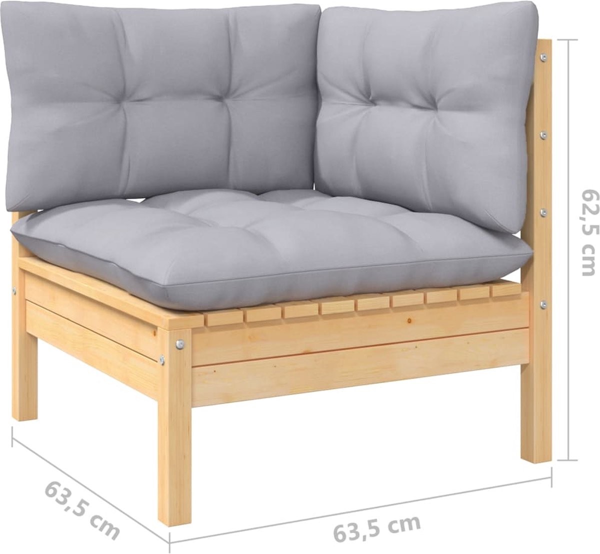 Vidaxl 12-delige Loungeset Met Grijze Kussens Massief Grenenhout - Grijs