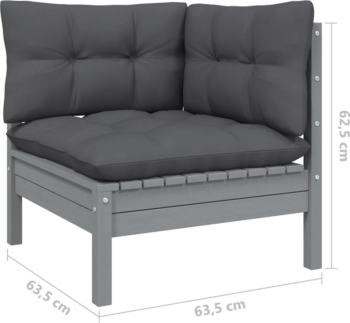 Vidaxl 9-delige Loungeset Met Antracietkleurige Kussens Grenenhout - Grijs