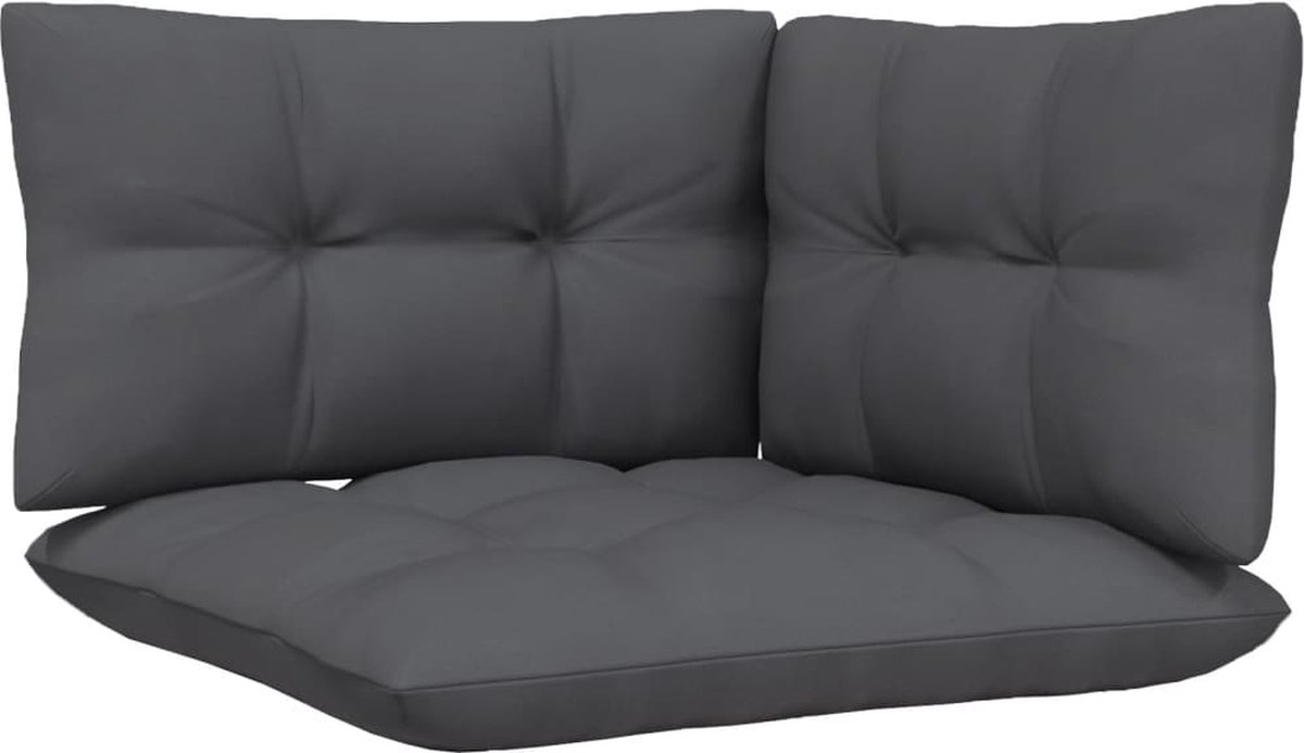 Vidaxl 9-delige Loungeset Met Antracietkleurige Kussens Grenenhout - Grijs