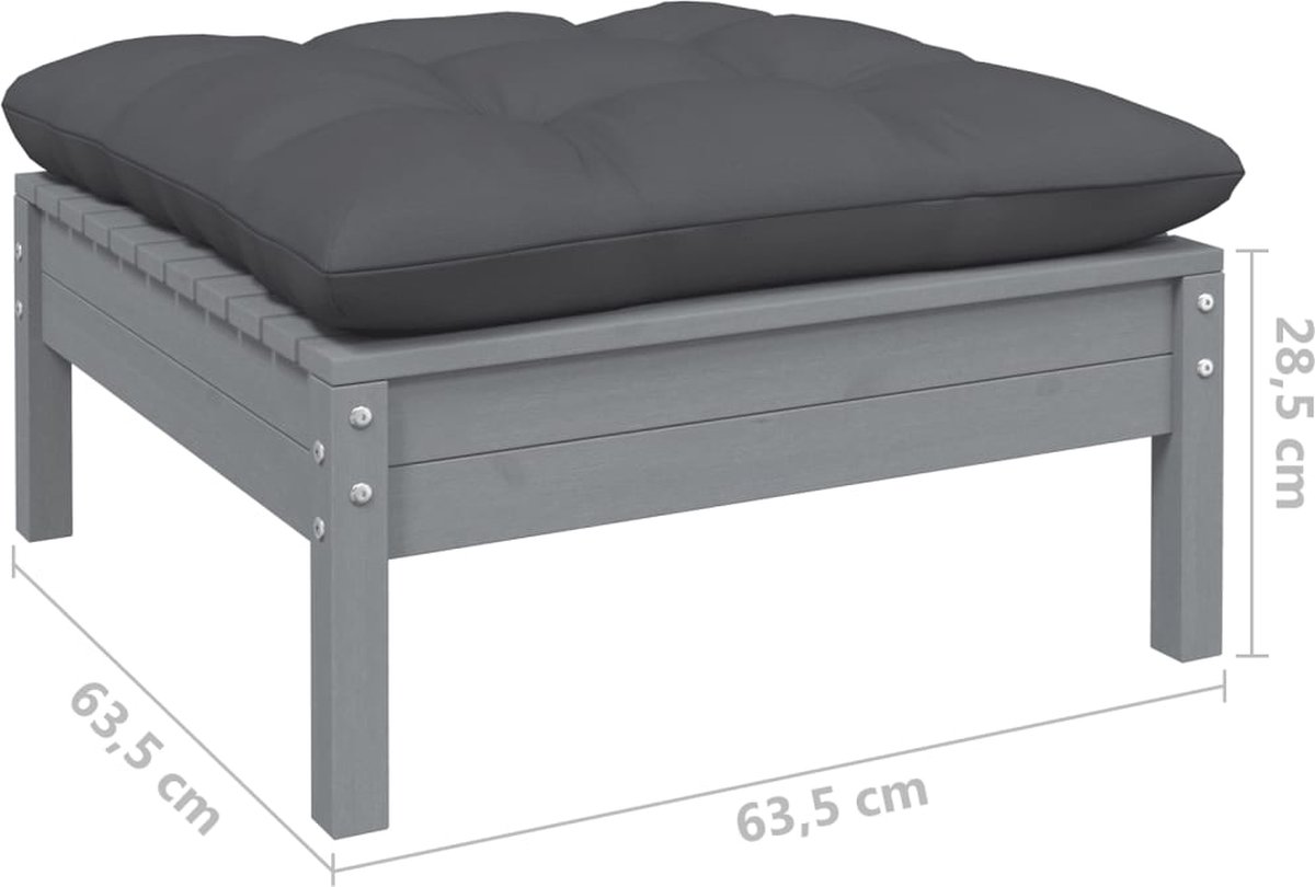 Vidaxl 9-delige Loungeset Met Antracietkleurige Kussens Grenenhout - Grijs