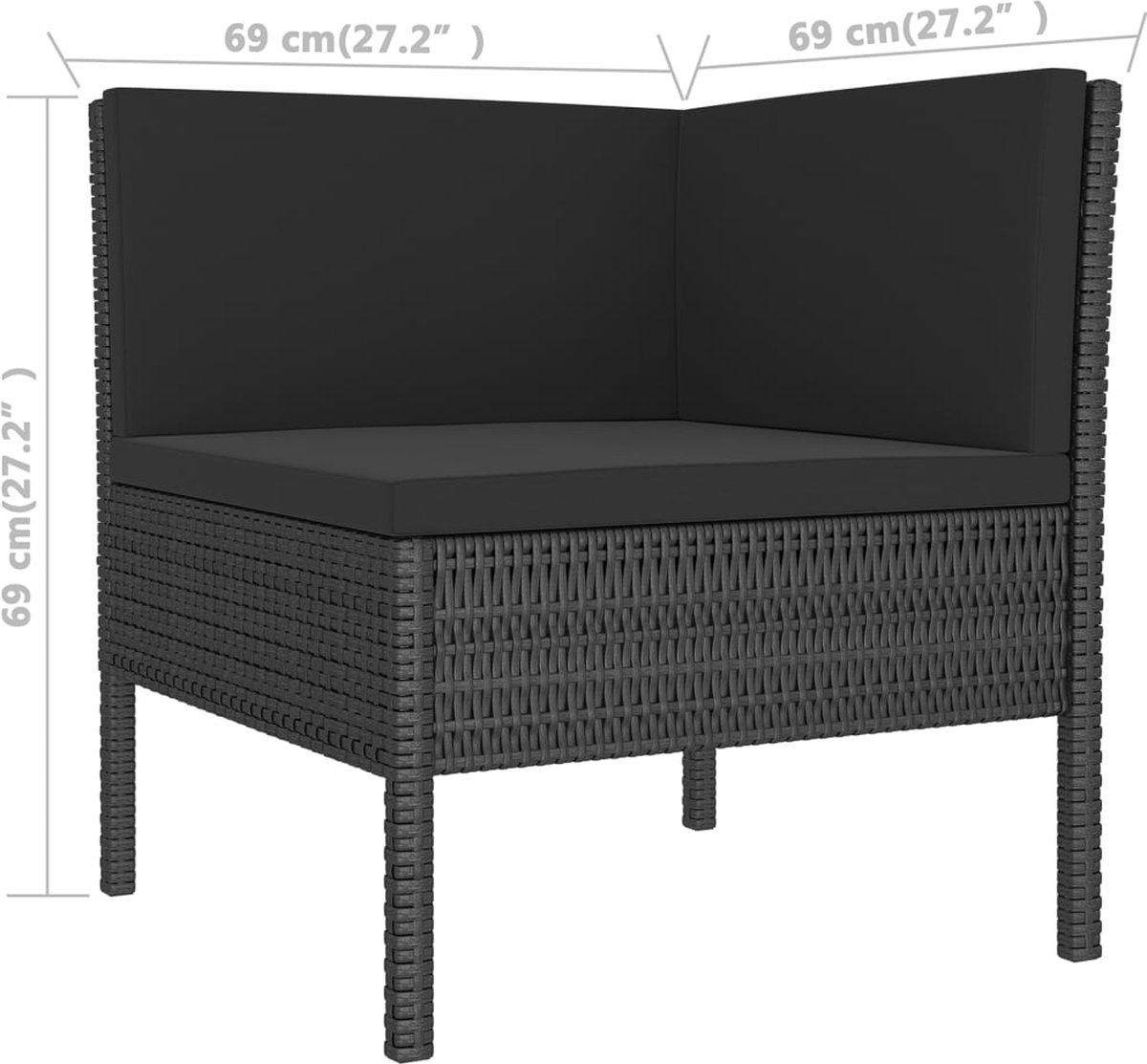 Vidaxl 8-delige Loungeset Met Kussens Poly Rattan - Zwart