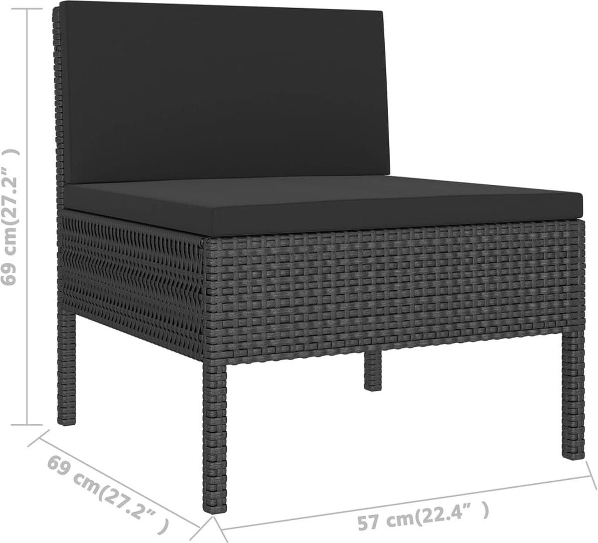 Vidaxl 8-delige Loungeset Met Kussens Poly Rattan - Zwart
