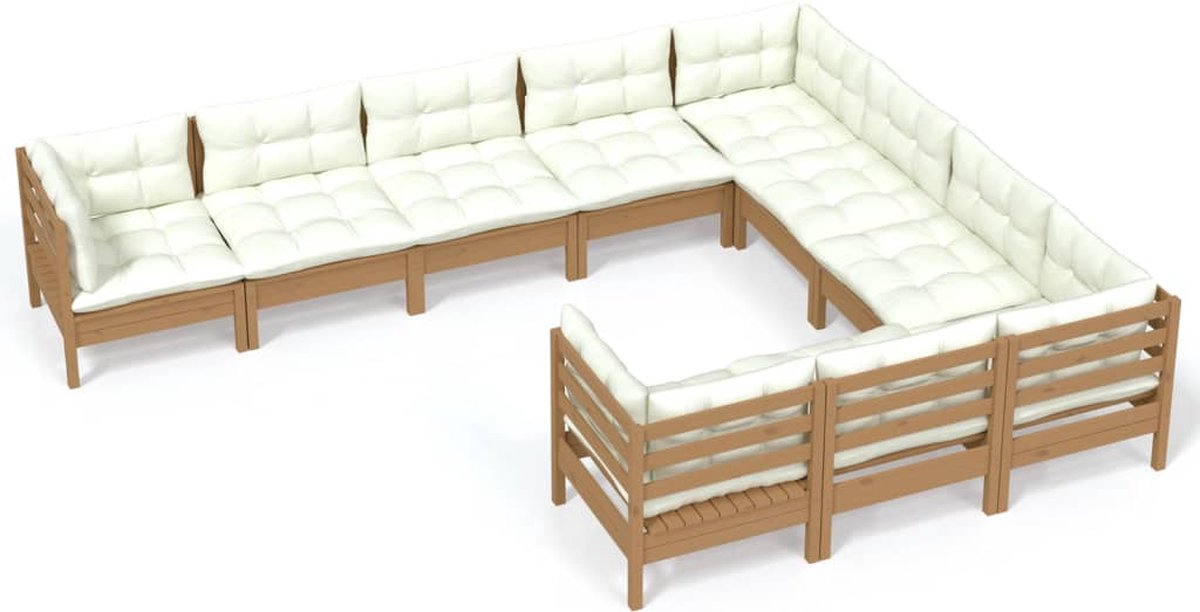 Vidaxl 10-delige Loungeset Met Kussens Honing - Bruin