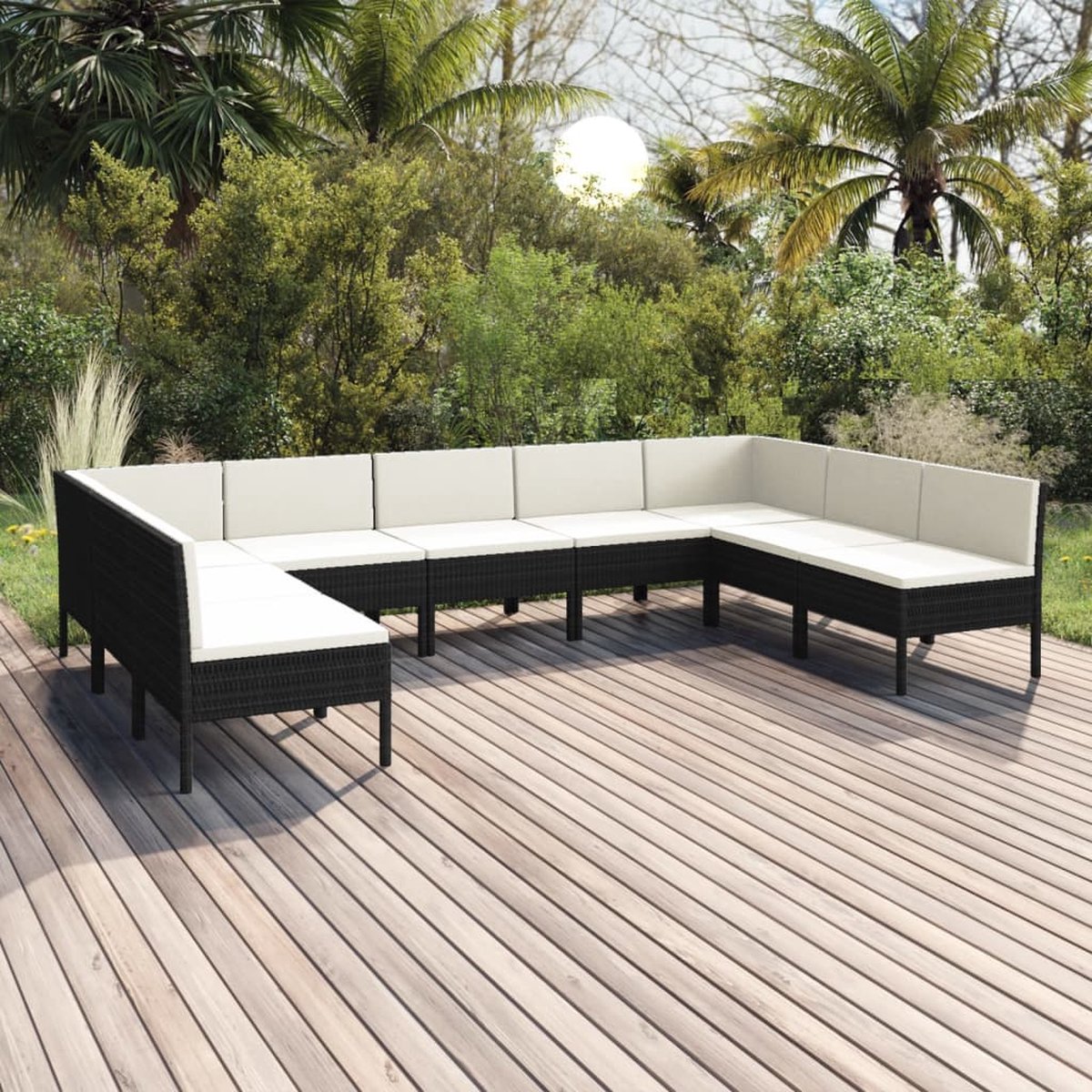 Vidaxl 9-delige Loungeset Met Kussens Poly Rattan - Zwart