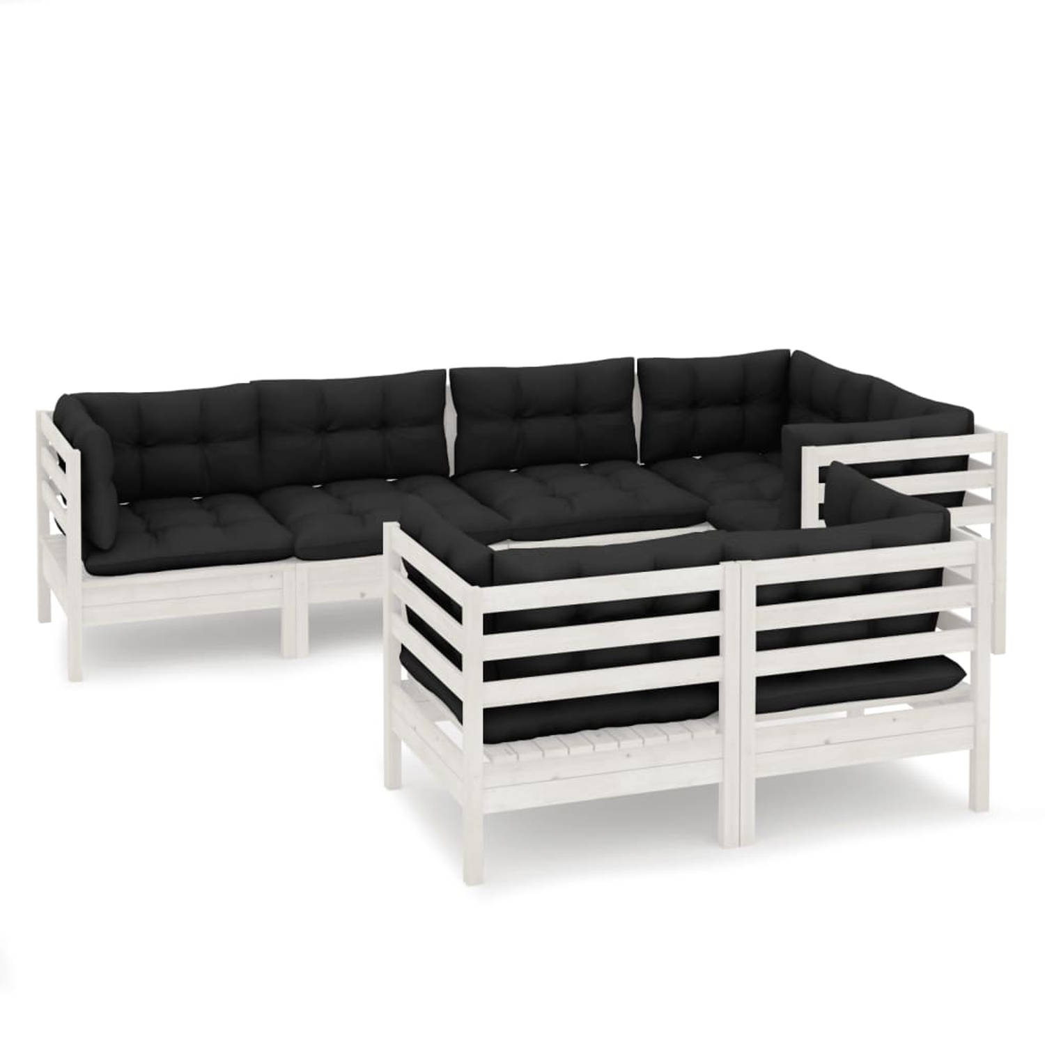 Vidaxl 7-delige Loungeset Met Kussens Massief Grenenhout - Wit