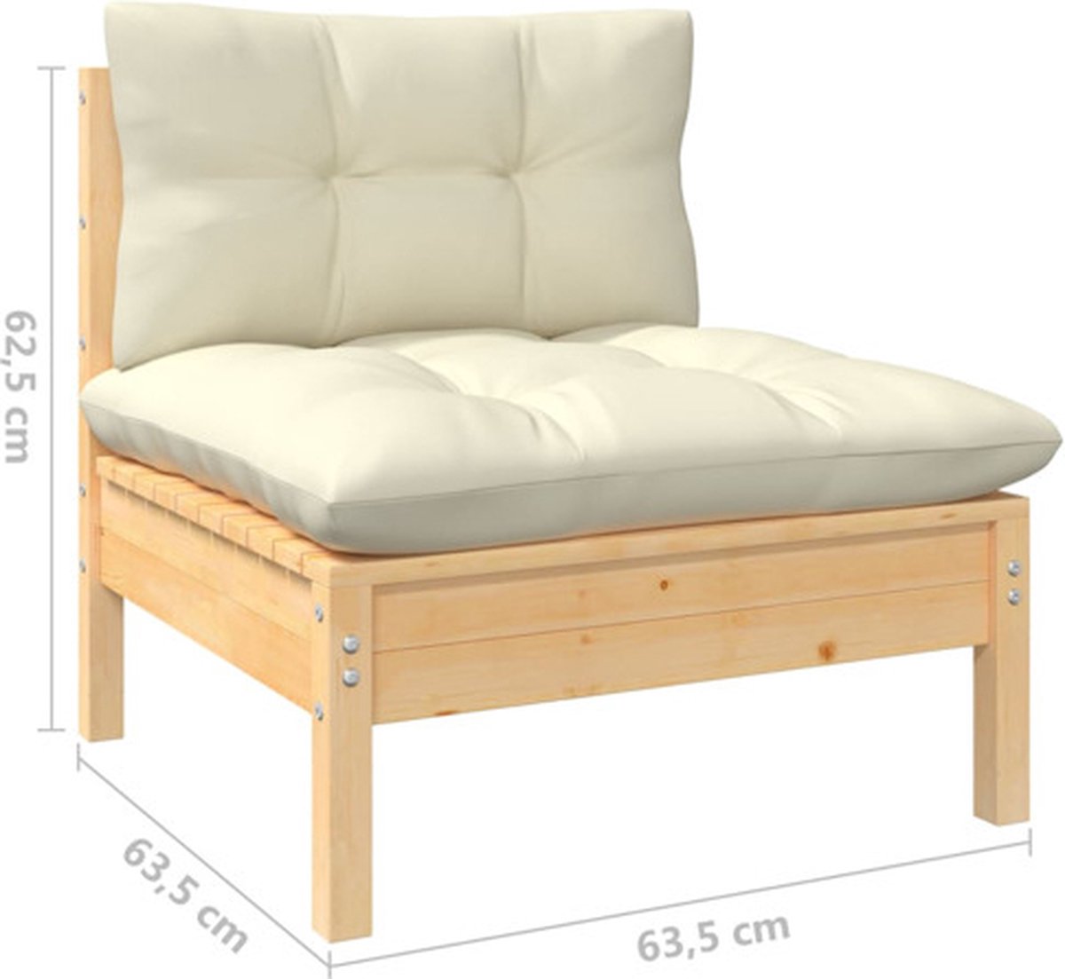 Vidaxl 12-delige Loungeset Met Crèmekleurig Kussens Grenenhout