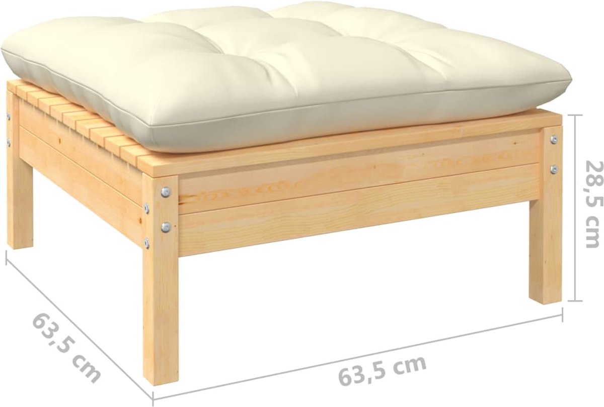 Vidaxl 12-delige Loungeset Met Crèmekleurig Kussens Grenenhout