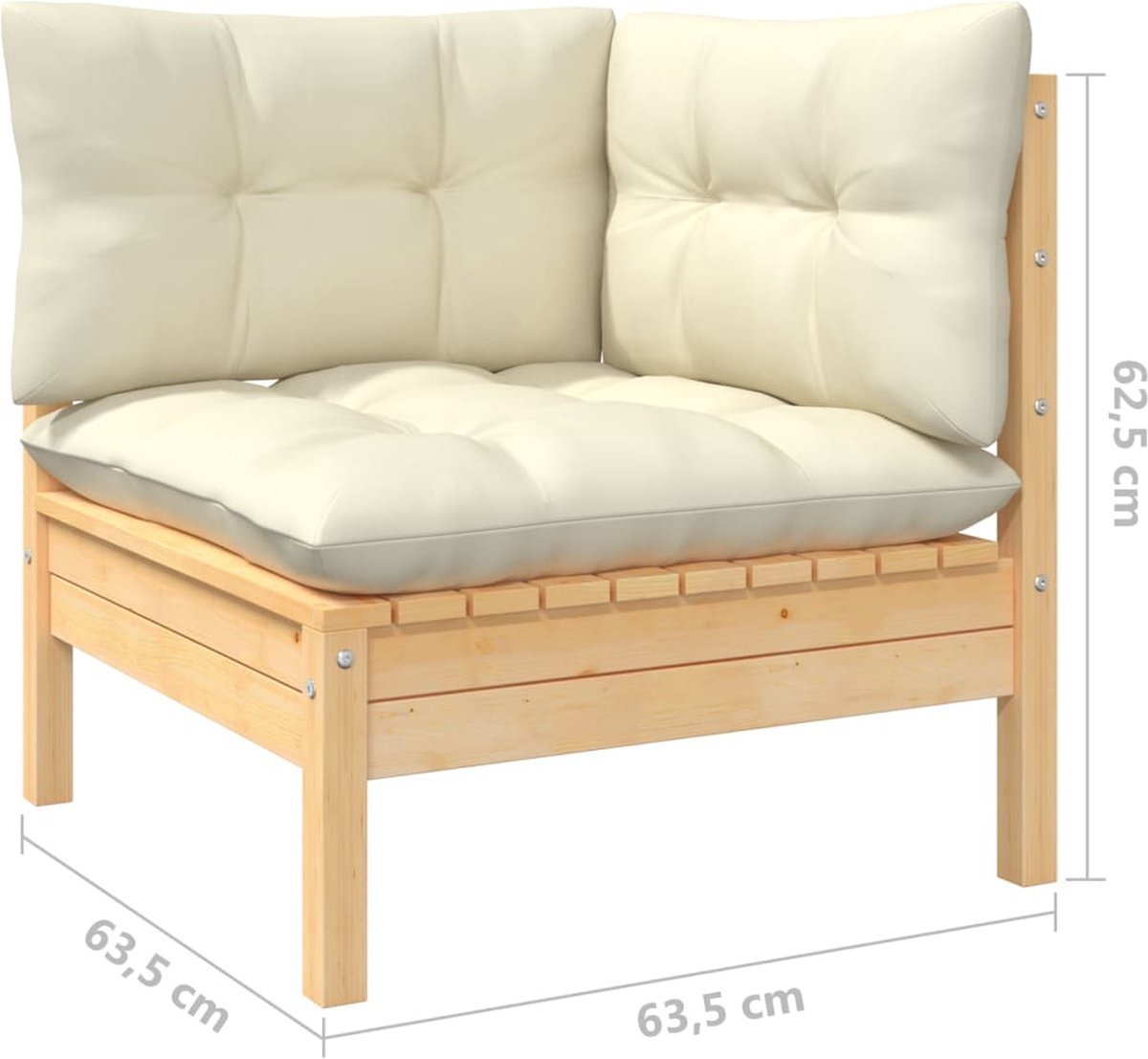 Vidaxl 12-delige Loungeset Met Crèmekleurig Kussens Grenenhout