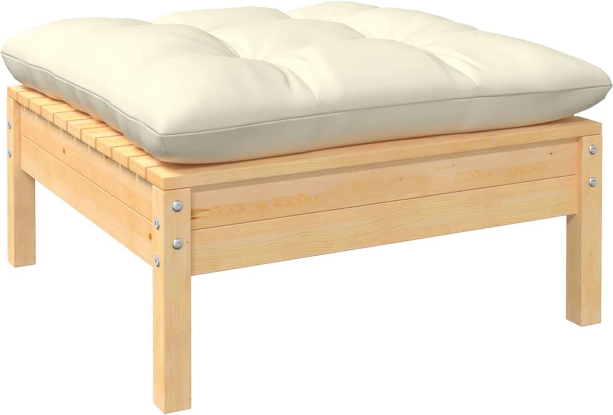 Vidaxl 12-delige Loungeset Met Crèmekleurig Kussens Grenenhout