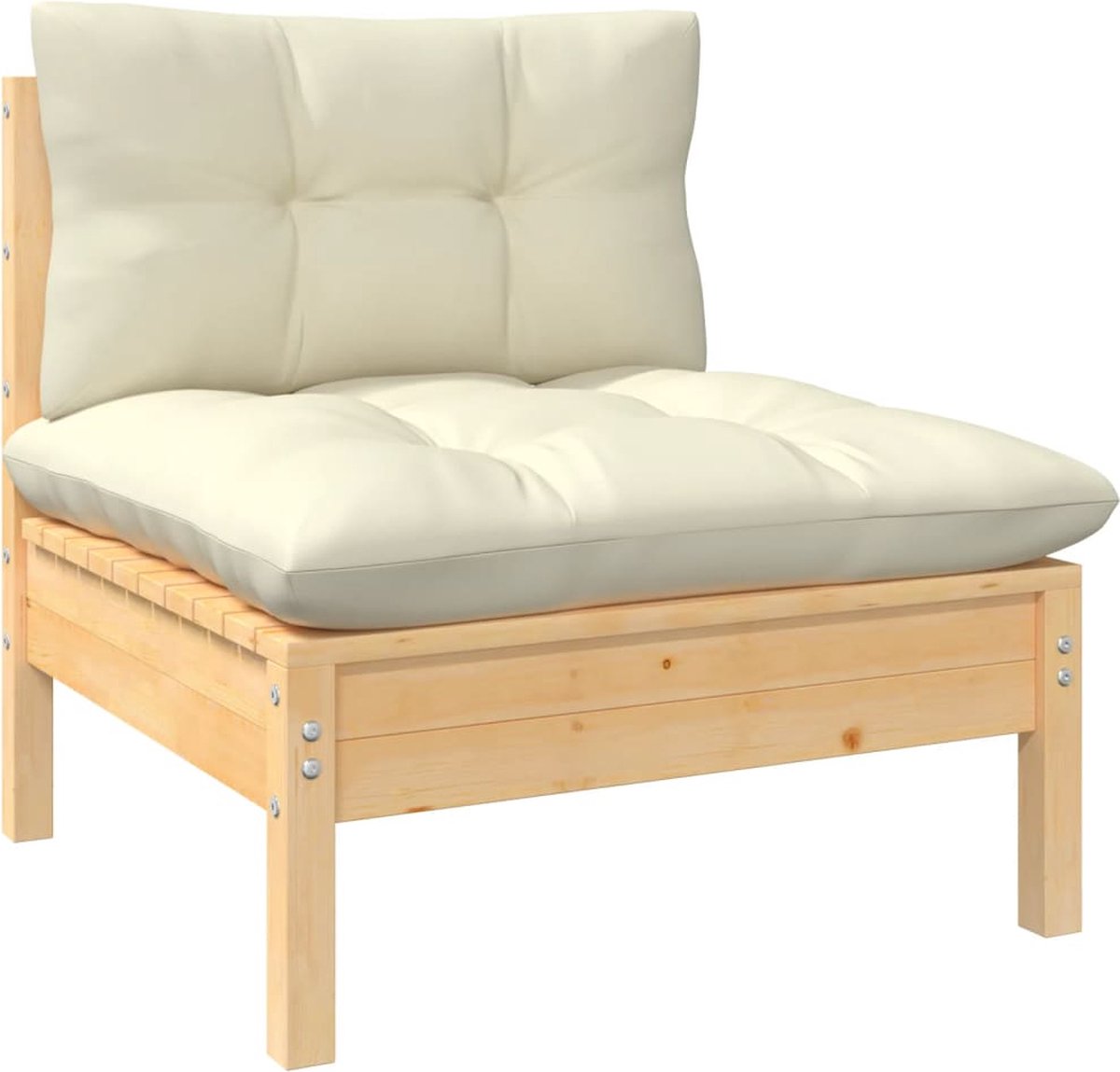 Vidaxl 12-delige Loungeset Met Crèmekleurig Kussens Grenenhout